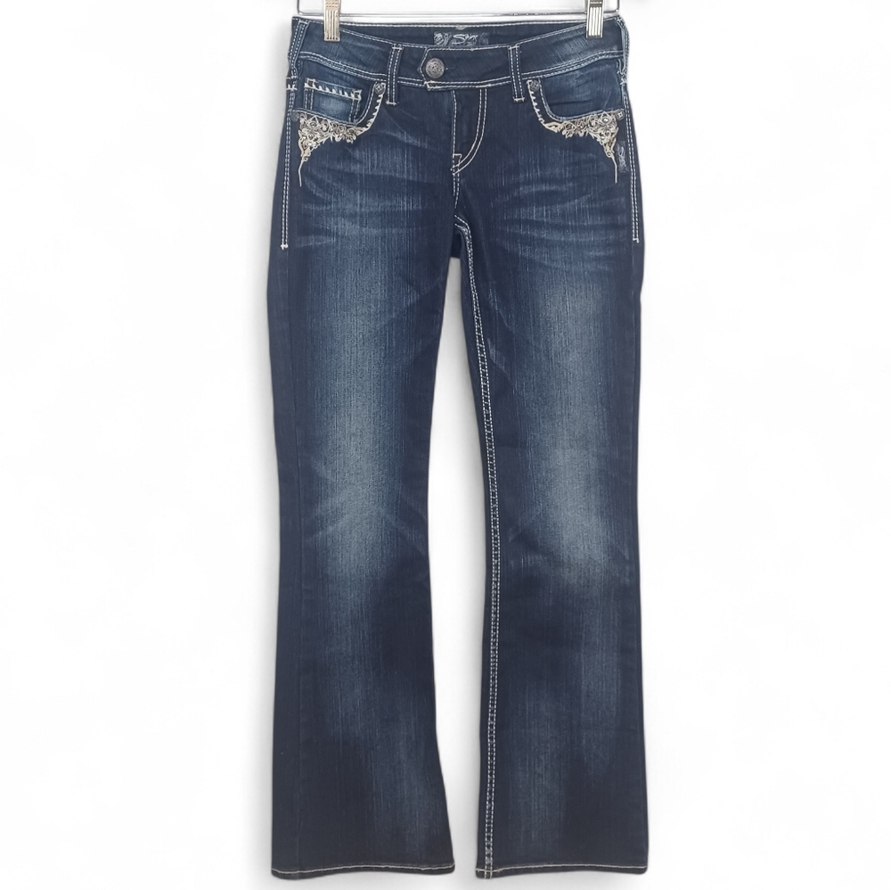 Silver Jeans Tuesday Women's Bootcut Jeans W27 L31Size 6 Dark Wash Embroidered - Picture 2 of 16